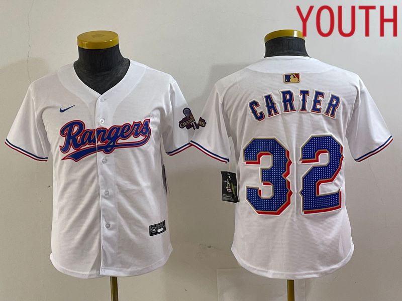 Youth Texas Rangers 32 Carter White Champion Game Nike 2024 MLB Jersey style 1